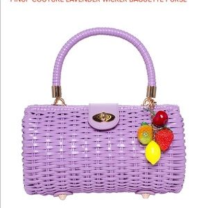 PUG LAVENDER WICKER BAGUETTE PURSE